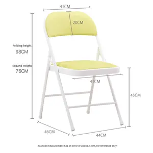 Sillas Plegables Metálicas Portátiles Ligeras y Económicas al por Mayor, Asientos Acolchados de PU Suave en Blanco y Negro para Eventos al Aire Libre - Product Image 3