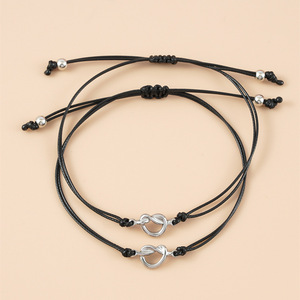 Juego de 2 Pulseras de Hilo Negro Hechas a Mano con Nudo de <span class=keywords><strong>la</strong></span> <span class=keywords><strong>Amistad</strong></span> para Protección y Buena Suerte, Pulsera de Cuerda Trenzada de Acero Inoxidable - Product Image 6