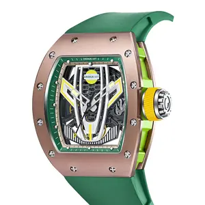 Serie Racing orologio in ceramica con vetro zaffiro per orologio meccanico automatico di lusso con quadrante in rame puro cinturino in gomma da 21m