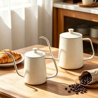 Bouilloire à café pour infusion manuelle en acier inoxydable 304 avec bec long et fin ; Verseuse à café pour infusion par le dessus avec contrôle précis de l'eau ; Design moderne ; Portable