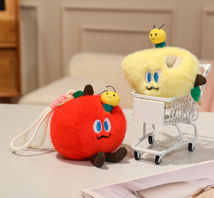 Porte-clés en peluche personnalisé insecte mangeur de fruits, poupée en peluche douce, jouet pendentif fruit mignon et amusant pour enfants, cadeau et décoration intérieure - Product Image 5