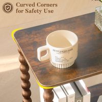 Ensemble de deux tables d'appoint carrées noires avec pieds en spirale et étagère inférieure pour le rangement et la décoration du salon et de la chambre