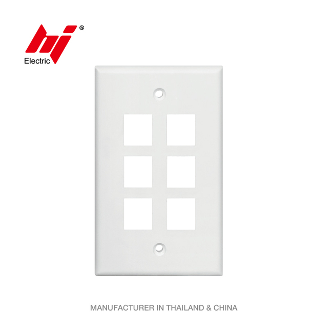 Chinese Wall Mount Face Plate RJ11 RJ45 6 Port Keystone Wall Plate