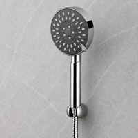 Douche à main chromée pratique avec support mural multifonction sans perçage et tuyau pour appartement locatif