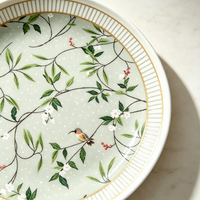 Assiette ronde décorative à motif végétal de 7,5 pouces