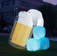 Nouveau design, grand ballon publicitaire extérieur imperméable et durable, lumière LED, modèle gonflable de bouteille de bière, Oxford/PVC