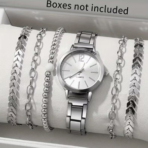 Wholesale Fashion 6 Pcs Alloy Zircon Bracelet Watch Set for Women Jewelry Business Ladies Quartz Watch Charm Design Clock