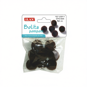 Ilan Bolita Pompom 2.5Cm Couleur Café Décoration Artisanale - Product Image 2