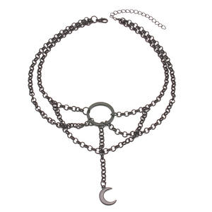 Collar de cadena de clavícula estilo Harajuku Punk, de varias capas, de acero inoxidable, unisex, para fiestas, con diseño geométrico de luna. - Product Image 5