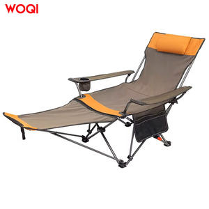 Chaise pliante de camping Woqi avec repose-pieds amovible, tissu Oxford orange, légère, portable, inclinable, avec porte-gobelet et poche latérale - Product Image 2
