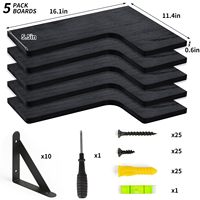Étagères d'angle murales, lot de 5 étagères flottantes noires pour mur, salle de bain, cuisine, chambre, décoration intérieure, salon