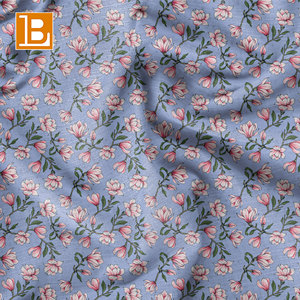 Flores de moda al por mayor hermosas flores de Magnolia rosa púrpura estampados de flores tela de <span class=keywords><strong>lino</strong></span> personalizada para ropa textil por <span class=keywords><strong>metro</strong></span> - Product Image 2