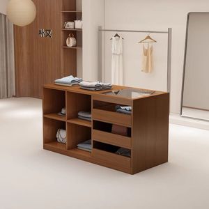 ビンテージスタイルセントラルアイランドカウンターレジカウンターディスプレイカウンター装飾ディスプレイキャビネットショーケースカウンター受付 - Product Image 1