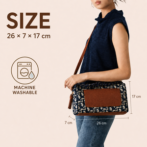 Women Fashion Knitted <strong>Crossbody</strong> <strong>Bag</strong> <strong>Navy</strong> <strong>Blue</strong> Pattern Handbag Brown Flap Shoulder <strong>Bag</strong> Casual Daily Carry - Product Image 2