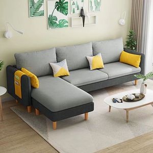 Sofá de tela de estilo nórdico con patas de madera para sala de estar, dormitorio, diseño minimalista moderno, funda extraíble y lavable - Product Image 2