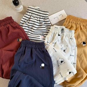 Children's Mosquito Repellent Pants Striped Solid Color Cartoon Bear Long Pants Baby Jogger Pants Cotton Summer Style - Product Image 1