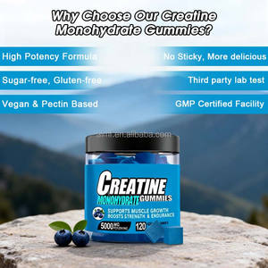 Suplemen Permen Gummy Vegan Bebas Gula 5000mg untuk Pertumbuhan Otot, Peningkatan Kekuatan, dan Daya Tahan pada Dewasa dengan Taurin, Alpha GPC, <span class=keywords><strong>B12</strong></span>, dan Creatine - Product Image 4