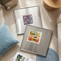 Peinture décorative abstraite moderne simple de Cat Group, cadre en alliage d'aluminium argenté pour chambre à coucher, chambre d'enfant, salon