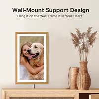 Cadre photo numérique intelligent 15,6 pouces en bois avec écran tactile WiFi 1080P FHD, contrôle par application, stockage 64 Go, prise en charge MP4/MP3