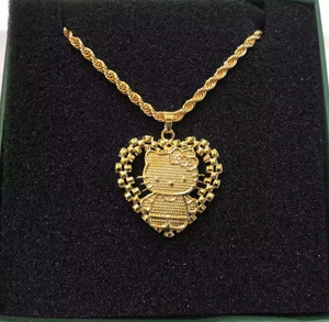 <span class=keywords><strong>Collier</strong></span> tendance en acier inoxydable plaqué or avec pendentif hip-hop, motif dessin animé, chaîne à maillons et fleur pour femme - Product Image 1