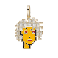 Pendentif visage pixel en argent 925 avec moissanite, bijoux hip-hop glacés, collier de personnage de dessin animé, fournisseur en gros
