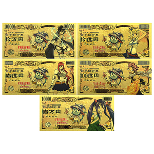 Billete de Oro de 24k de Fairy Tail - Coleccionable de Anime de Doble Cara 16x7.6cm con Lucy, Natsu, Erza, Gray y <span class=keywords><strong>Happy</strong></span> - Regalo Único - Product Image 1