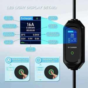 Chargeur portable pour véhicule électrique Tesla ZSWINNER ST-E207T 3,5 kW avec adaptateur AC 220V, écran intelligent et courant réglable - Product Image 3
