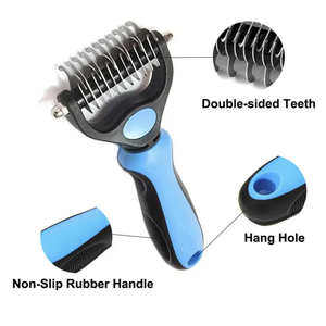 Peine para Mascotas de Acero Inoxidable de Doble Cara, Removedor de Pelo, Cepillo de Aseo para Perros y Gatos, Desenredante y Limpiador - Product Image 5