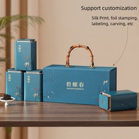 Maßgefertigte 315*130*154mm Kartonbox mit Eigenem Logo und Quadratischem Griff für 4 Dosen Chinesischer Stil Kartonverpackung für Tee