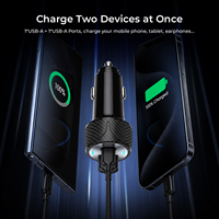 Chargeur de voiture rapide 38W PD QC 3.0 double port 1C1A USB C avec texture en fibre de carbone LED universel pour appareils intelligents