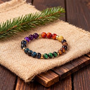 Trendy <b>Beaded</b> <b>Bracelet</b> Round Beads Seven Pulse Imitation Tiger Eye Rainbow <b>Bracelet</b> For Women Gift - Product Image 2