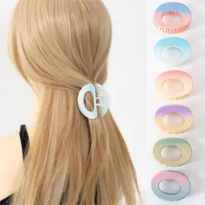 Qianjin 2024 New Fashion Hair Accessories 6.5cm Gradient Hair Clips Ellipse Ring Shape Candy Color Grab Disk Hair Claw For Women