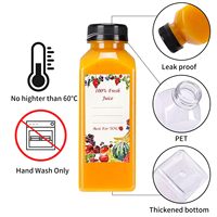 Bouteilles de jus carrées de 360 ml en stock local aux États-Unis avec bouchon, en plastique PET, surface givrée, logo personnalisé, bouchon à vis – différentes tailles 12 oz