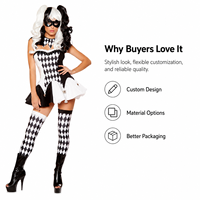 Costume de cosplay de reine vampire clown pour Halloween 2026, robe noire pour adultes, fête de carnaval