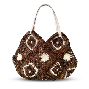 Bolso Tote de Rafia Estilo Bohemio, Color Sólido, para Todas las Temporadas, Duradero, Suave, con Logotipo Personalizado ANA Madagascar - Product Image 3