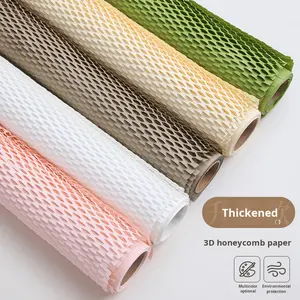 Papier d'emballage en nid d'abeille à fleurs fraîches découpé à la forme, papier d'emballage cadeau, grille colorée, maille, papier d'emballage amortissant à déchirer, vente en gros - Product Image 3