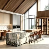 Meubles de villa minimalistes modernes Bauhaus, en contreplaqué blanc et jaune, ignifuges, fermeture douce, écologiques, armoires de cuisine en bois