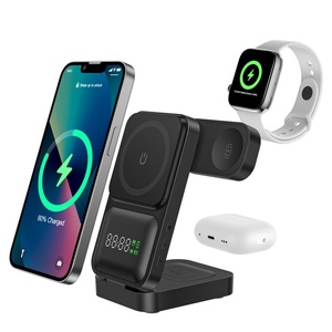 Estación de Carga Inalámbrica Magnética 3 en 1 con Pantalla LED de Energía y Diseño de Luz de Color, Compatible con Carga Magnética para <span class=keywords><strong>iPhone</strong></span> - Product Image 3