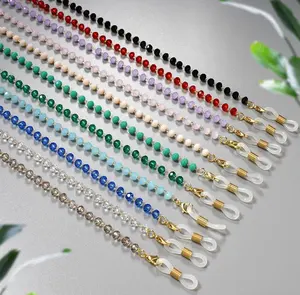 Chaînes de lunettes en cristal colorées, 1 mètre, chaînes de retenue de lunettes, cordon de déguisement perlé, chaîne String lanière porte-collier