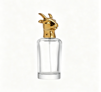 Flacon pulvérisateur de parfum vide en verre cylindrique 50 ml, qualité supérieure OEM ODM, avec capuchon tête d'animal et base lourde, pour échantillons de parfum, prix compétitif