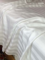SANHOO 100% coton blanc rayure housse de couette taies d'oreiller ensembles hôtel draps de lit 4 pièces ensemble de literie