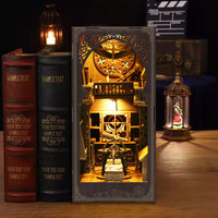 Juguete de Rompecabezas 3D Ecológico de Madera Contrachapada, Casa de Muñecas Hecha a Mano, Kit de Construcción de Biblioteca, Escala 1:8