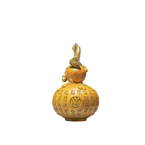 Auspicious Brass Gourd <b>Ornament</b> Round Copper Feng Shui Living Room Decor Chinese New Year Gift - Product Image 1