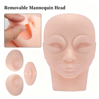 Tête de mannequin carrée en silicone remplaçable pour la pratique du microblading, du PMU, du tatouage des yeux, des sourcils et des lèvres, et de l'extension de cils – Outil de beauté