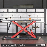 KARLION GSX-1200K 1200kg Plateforme élévatrice à ciseaux hydraulique certifiée CE, table en acier 2400x800mm, pour motos et voitures, hauteur max. 1250mm