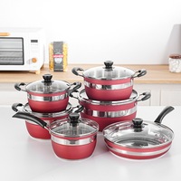 Ensemble de 12 Pièces Écologique en Acier Inoxydable Casseroles et Poêles avec Couvercle en Verre Compatible Induction Inclut Faitout, Poêle à Frire et Plus Encore