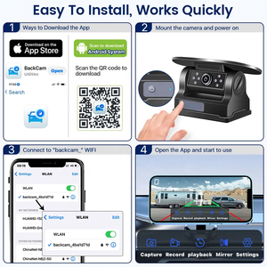 Caméra de recul magnétique alimentée par batterie, application AHD, étanche, garantie 1 an, Wifi, alimentation solaire de secours pour camion/fourgonnette/voiture - Product Image 4