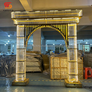 Elegant Wedding <b>Arch</b> <b>Decor</b> with Smooth Crystal LED Light Metal Stand <b>for</b> Wedding Stage Backdrop - Product Image 2