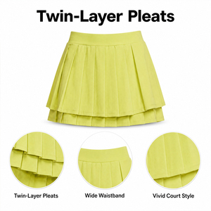 In Stock <strong>Women</strong> Double Layer Pleated Tennis Skirt Custom OEM High Waist Quick Dry Liner Shorts Youth Plain Golf Yoga Sports <strong>Skort</strong> - Product Image 4