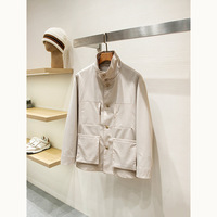 Giacca da Uomo con Colletto Rialzato, Antipiega, Multitasche, Stile Safari, Old Money, Business Casual, Capospalla Autunnale